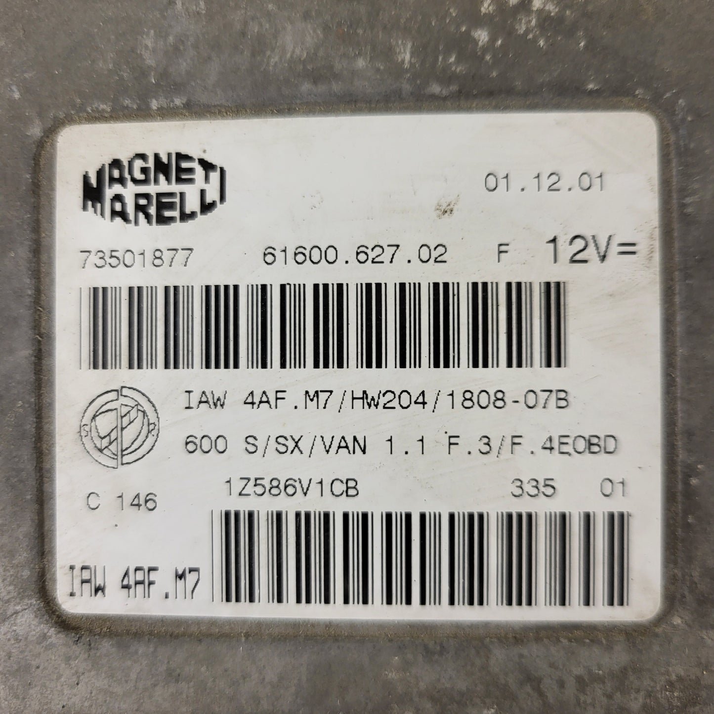 Fiat 600 ECU / IAW4AF.M7 / 73501877 / HW204 / MAGNETI MARELLI