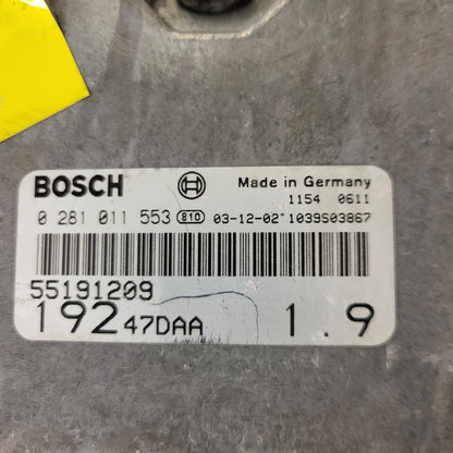 FIAT STILO 1.9 JTD ECU / 0281011553 / 55191209 / 19247DAA / BOSCH
