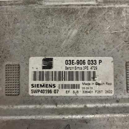 SEAT IBIZA ECU / 03E906033P / 5WP44304 07 / SIMOS 3PE SIEMENS