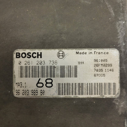 Peugeot 106 Citroen Saxo 1.1 ECU / 0261203736 / 96203998980 / MA3.1 / BOSCH