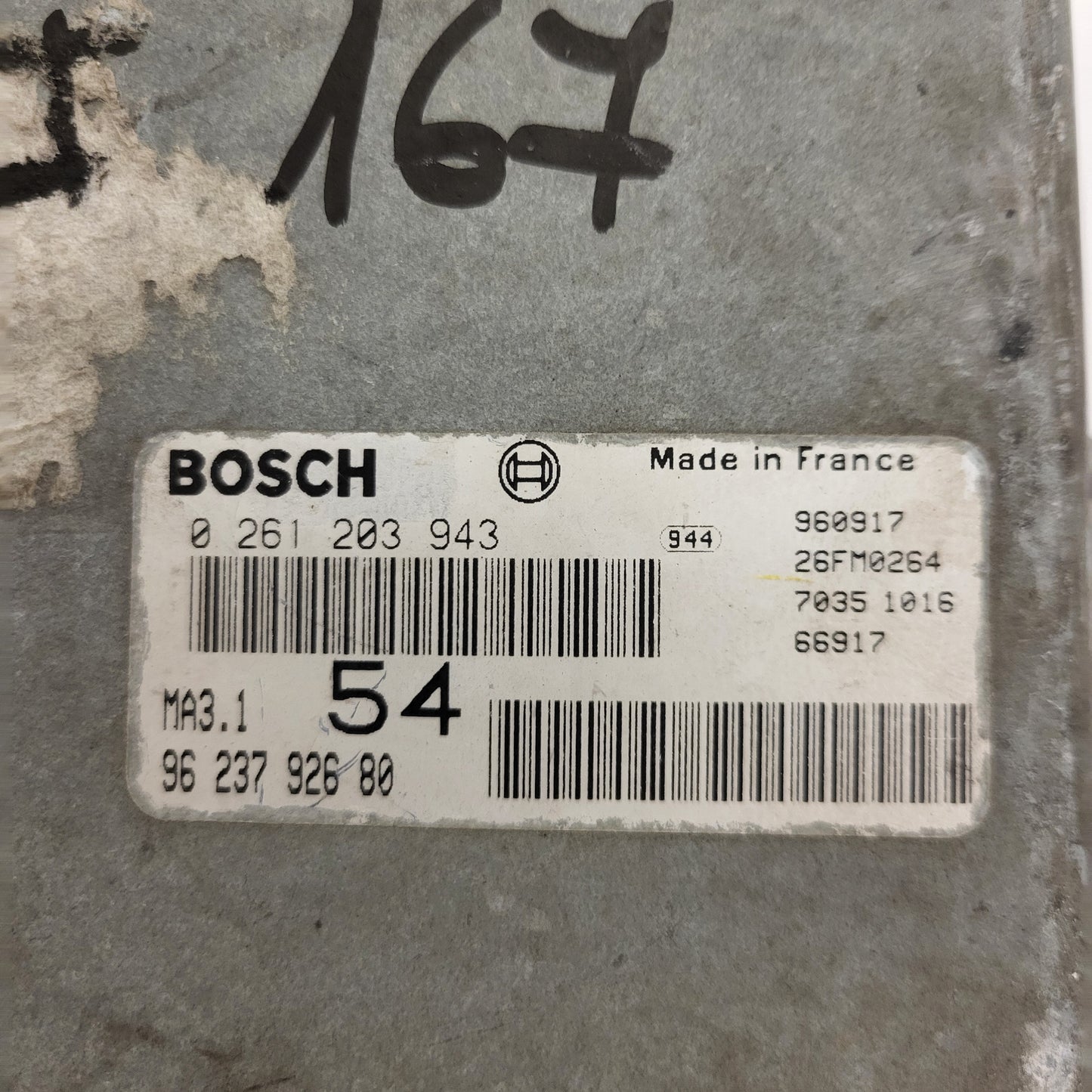 Peugeot 106 Citroen Saxo AX ECU / 0261203943 / 9623792680 / MA3.1 / BOSCH