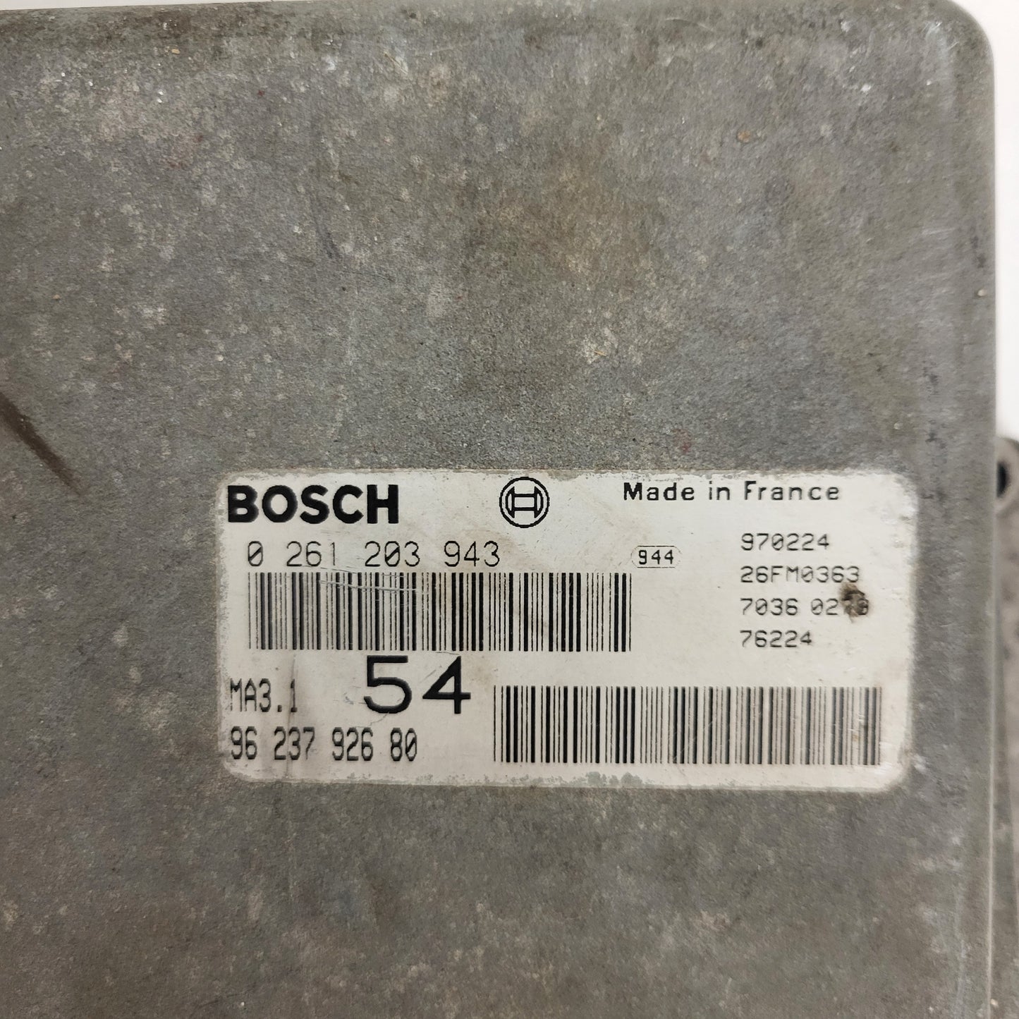 Peugeot 106 Citroen Saxo AX ECU / 0261203943 / 9623792680 / MA3.1 / BOSCH