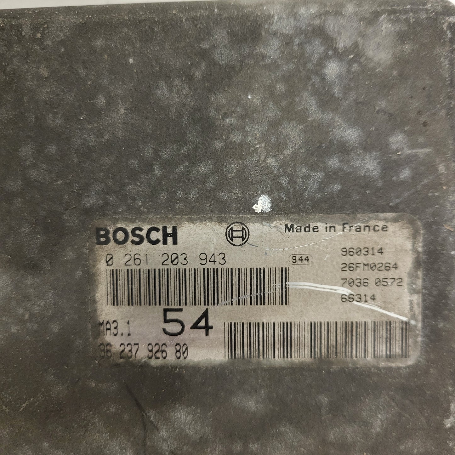 Peugeot 106 Citroen Saxo AX ECU / 0261203943 / 9623792680 / MA3.1 / BOSCH