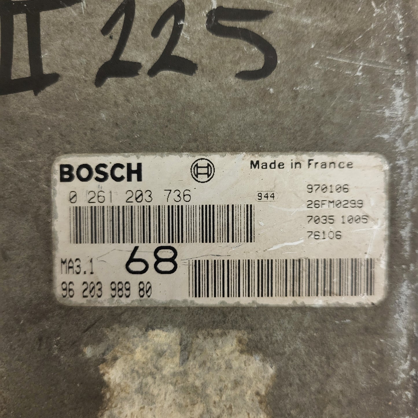 Peugeot 106 Citroen Saxo 1.1 ECU / 0261203736 / 96203998980 / MA3.1 / BOSCH