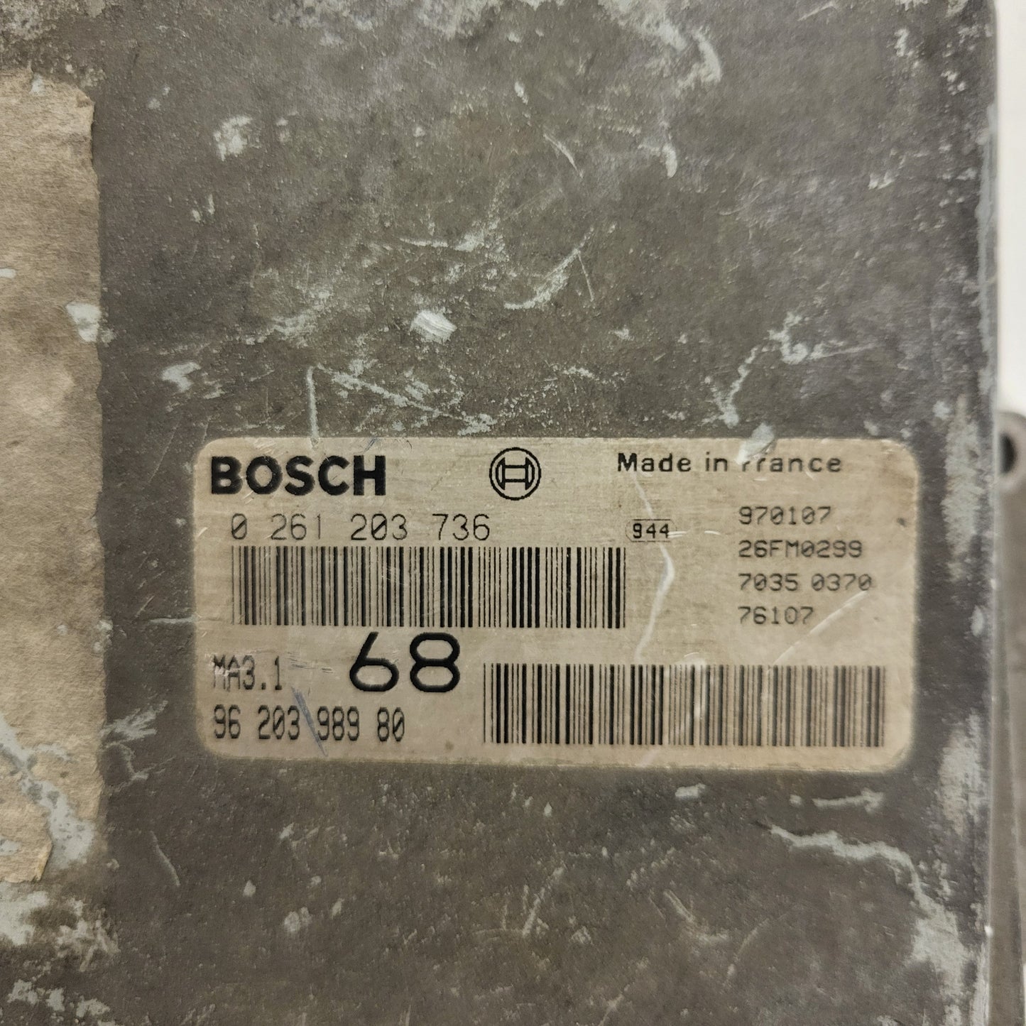 Peugeot 106 Citroen Saxo 1.1 ECU / 0261203736 / 96203998980 / MA3.1 / BOSCH