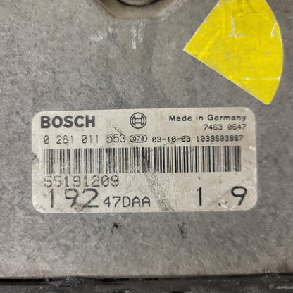 FIAT STILO 1.9 JTD ECU / 0281011553 / 55191209 / 19247DAA / BOSCH