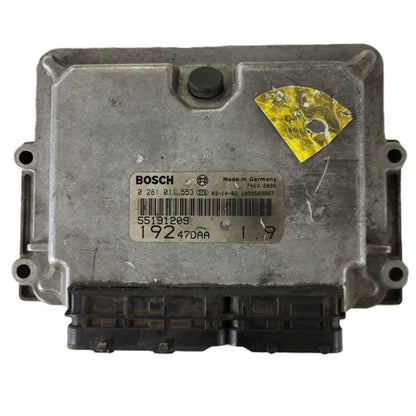 FIAT STILO 1.9 JTD ECU / 0281011553 / 55191209 / 19247DAA / BOSCH