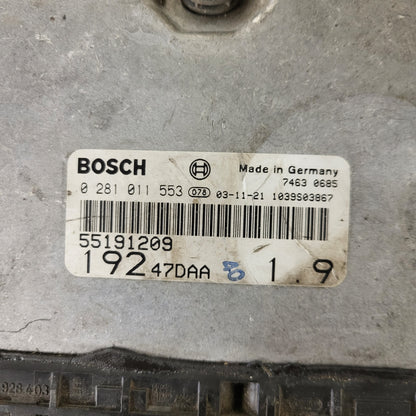 FIAT STILO 1.9 JTD ECU / 0281011553 / 55191209 / 19247DAA / BOSCH