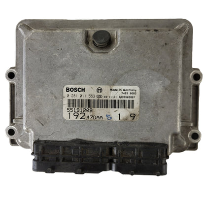 FIAT STILO 1.9 JTD ECU / 0281011553 / 55191209 / 19247DAA / BOSCH
