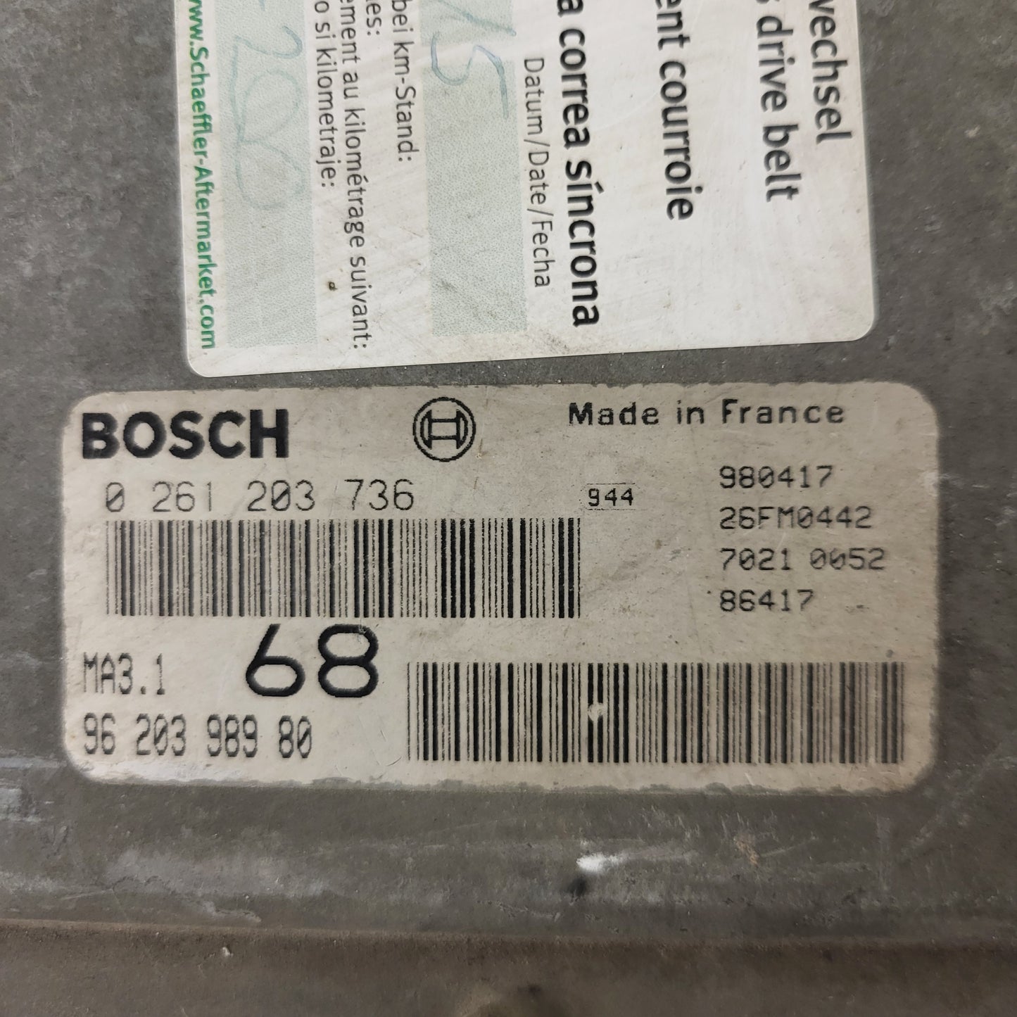 Peugeot 106 Citroen Saxo 1.1 ECU / 0261203736 / 96203998980 / MA3.1 / BOSCH