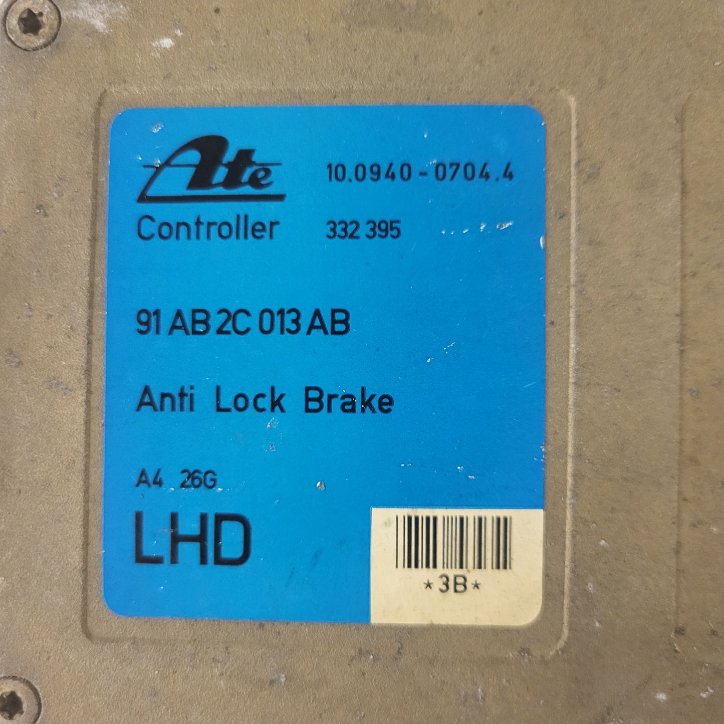 FORD ESCORT SIERRA ABS ECU / 91AB2C013AB / 332395 / 10.0940-0704.4 / ATE