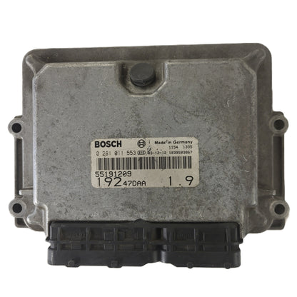 FIAT STILO 1.9 JTD ECU / 0281011553 / 55191209 / 19247DAA / BOSCH