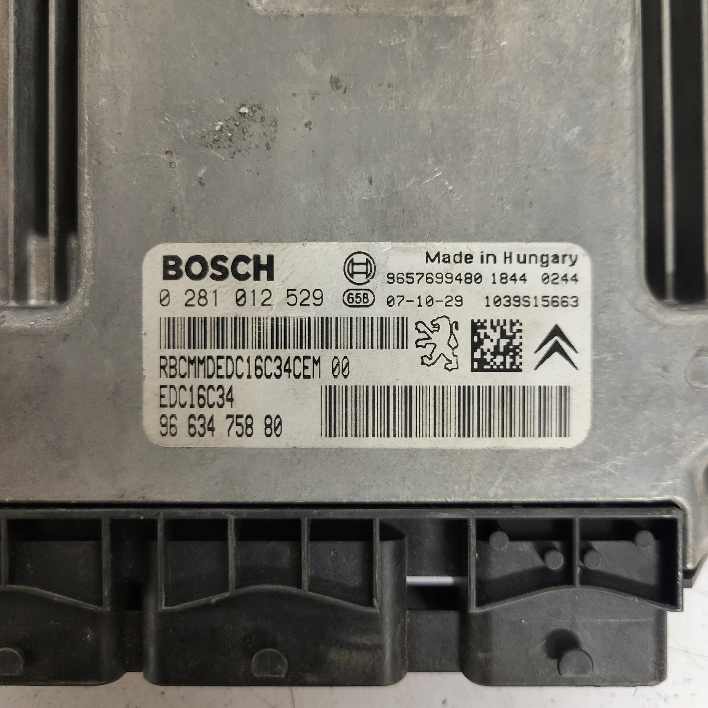 PEUGEOT CITROEN ECU / 0281012529 / 9663475880 / 9657699480 / EDC16C34 / BOSCH