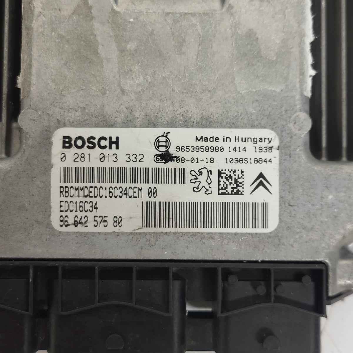 PEUGEOT CITROEN ECU / 0281013332 / 9664257580 / 9653958980 / EDC16C34 / BOSCH - C57-08 - 2