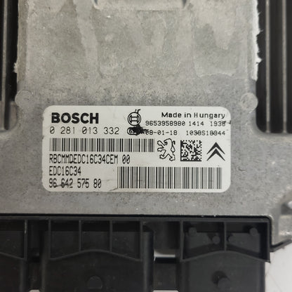PEUGEOT CITROEN ECU / 0281013332 / 9664257580 / 9653958980 / EDC16C34 / BOSCH - C57-08 - 2