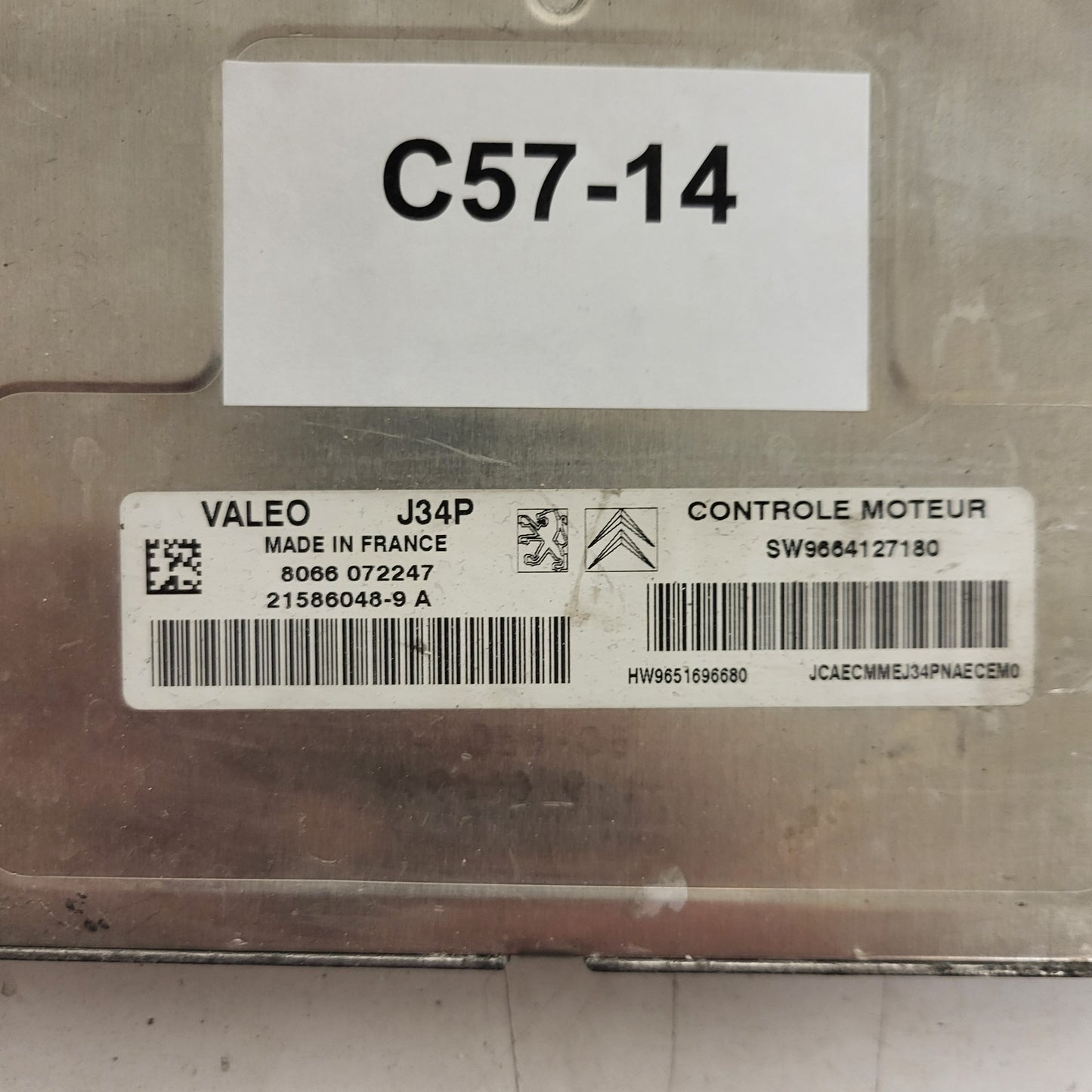 PEUGEOT CITROEN ECU / J34P / 21586048-9 / 21586048-9A / 9664127180 / 9651696680 / VALEO