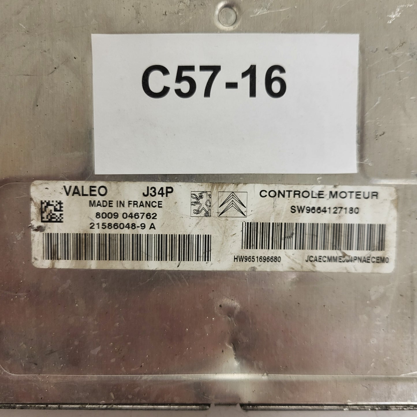 PEUGEOT CITROEN ECU / J34P / 21586048-9 / 21586048-9A / 9664127180 / 9651696680 / VALEO