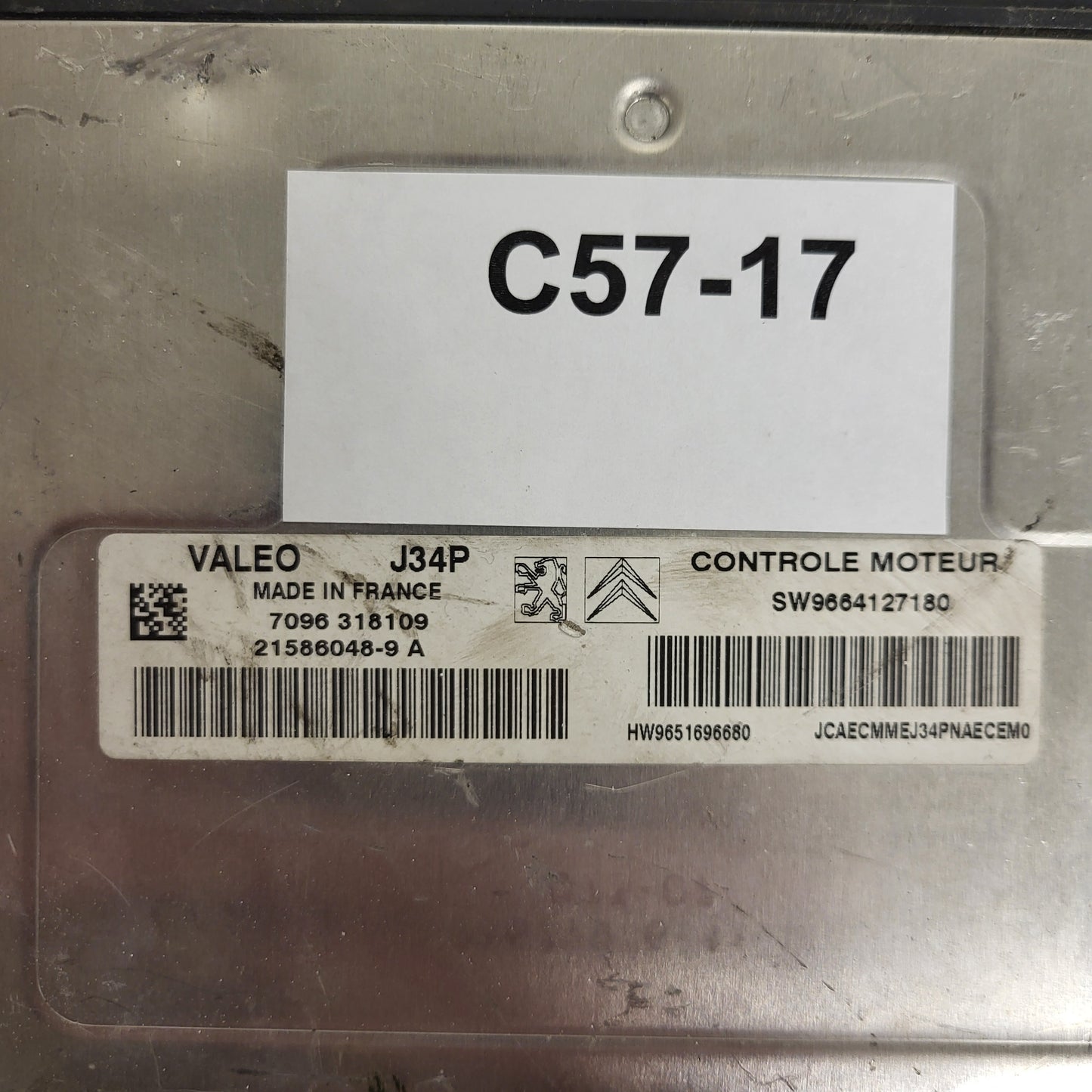 PEUGEOT CITROEN ECU / J34P / 21586048-9 / 21586048-9A / 9664127180 / 9651696680 / VALEO