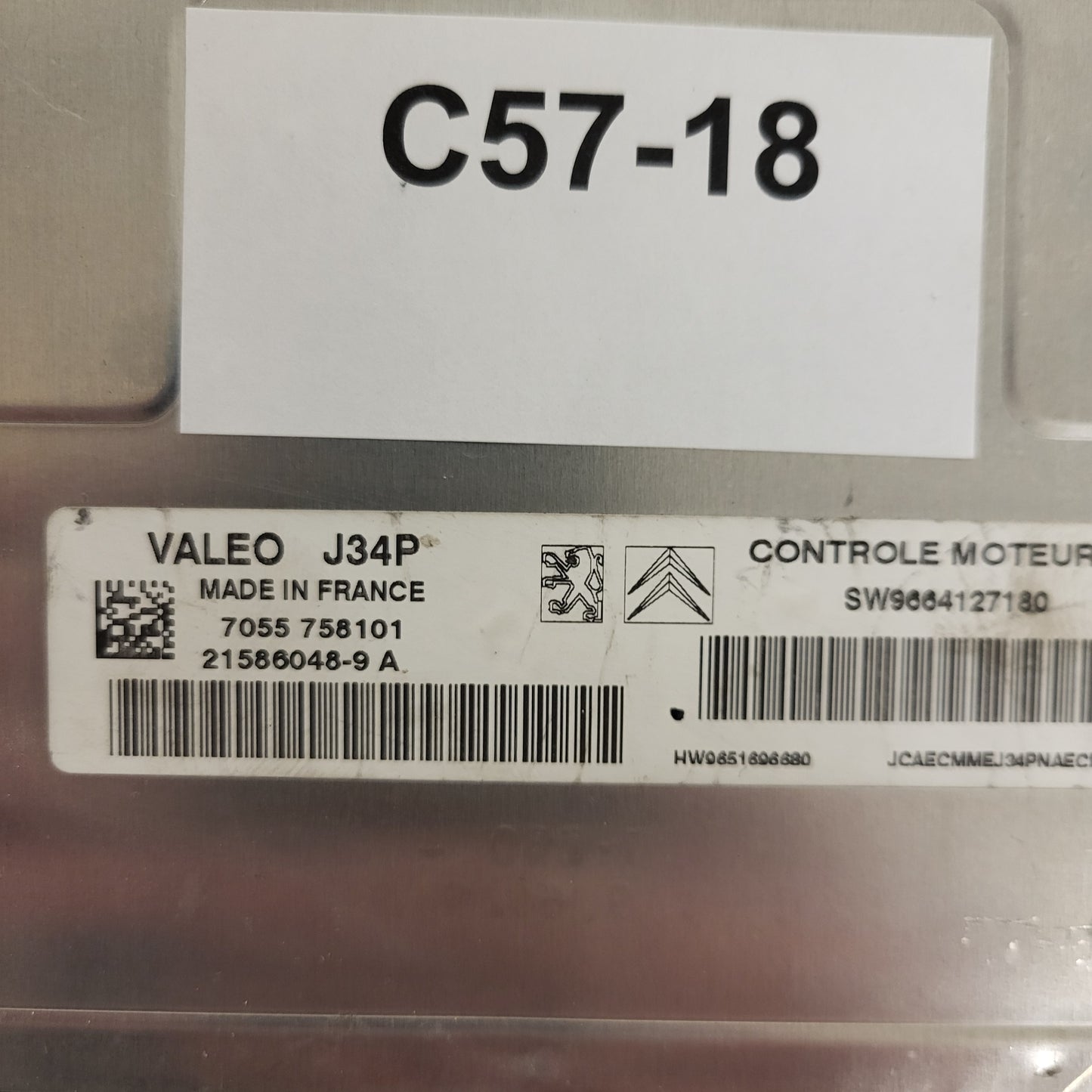 PEUGEOT CITROEN ECU / J34P / 21586048-9 / 21586048-9A / 9664127180 / 9651696680 / VALEO