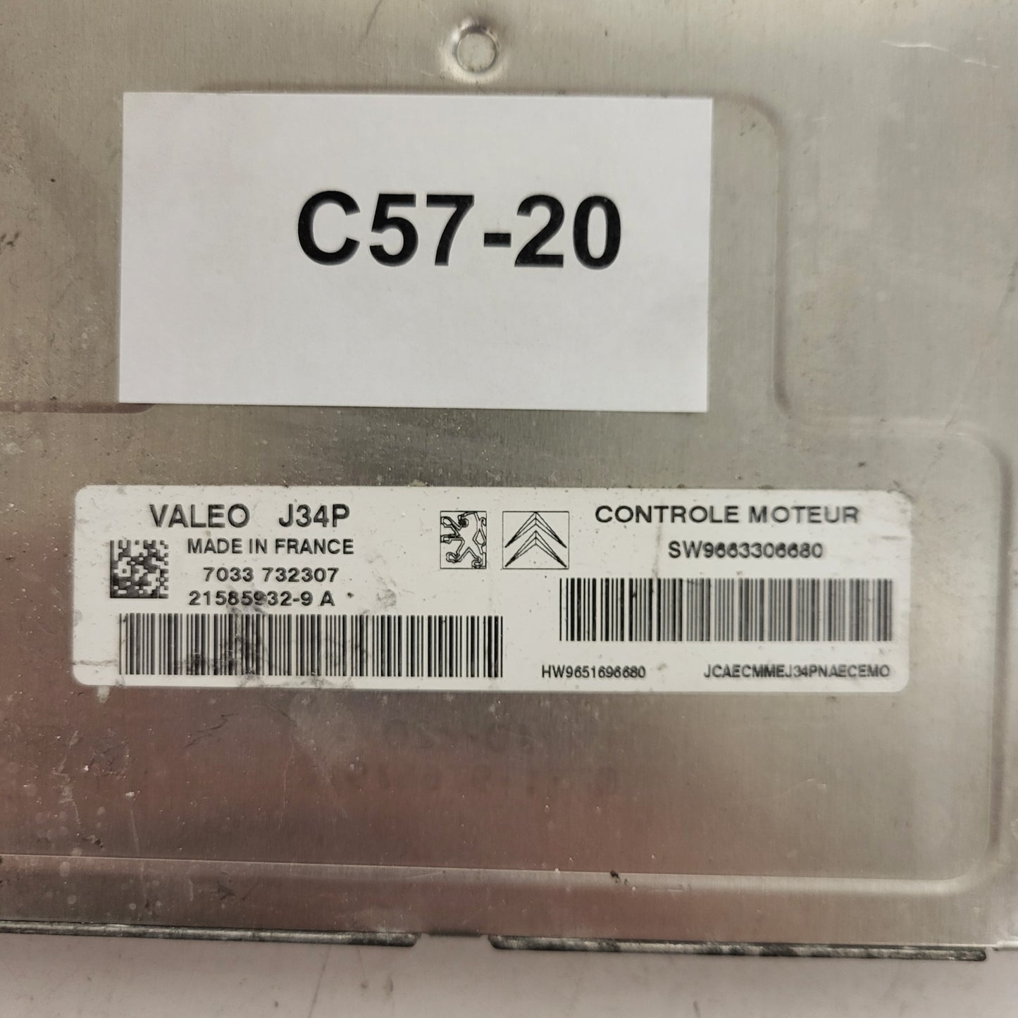 PEUGEOT CITROEN ECU / J34P / 21585932-9A / 21585932-9 / 9663306680 / 9651696680 / VALEO