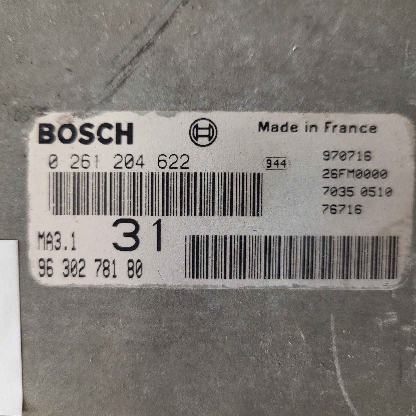 Peugeot 106 Citroen Saxo 1.1 ECU / 0261204622 / 9630278180 / MA3.1 / BOSCH
