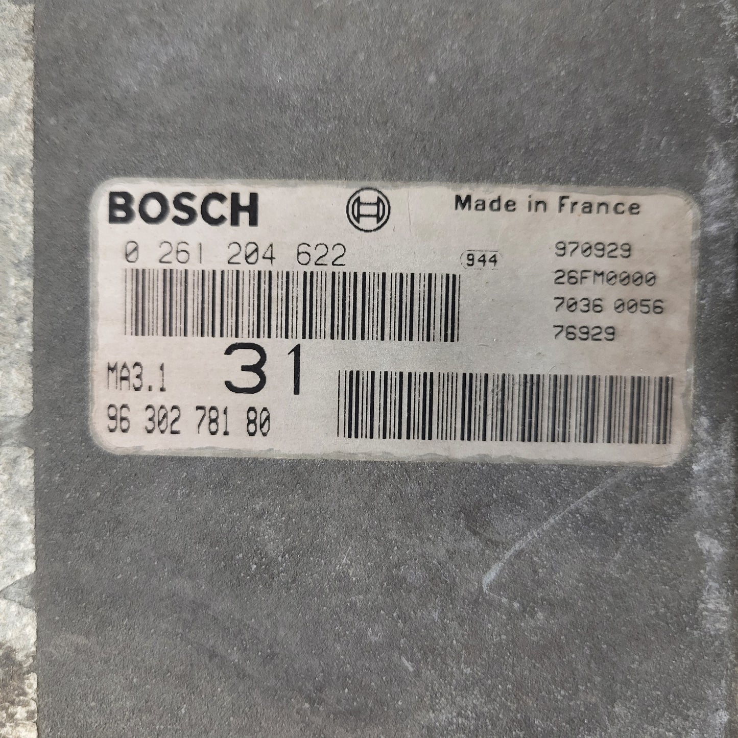 Peugeot 106 Citroen Saxo 1.1 ECU / 0261204622 / 9630278180 / MA3.1 / BOSCH