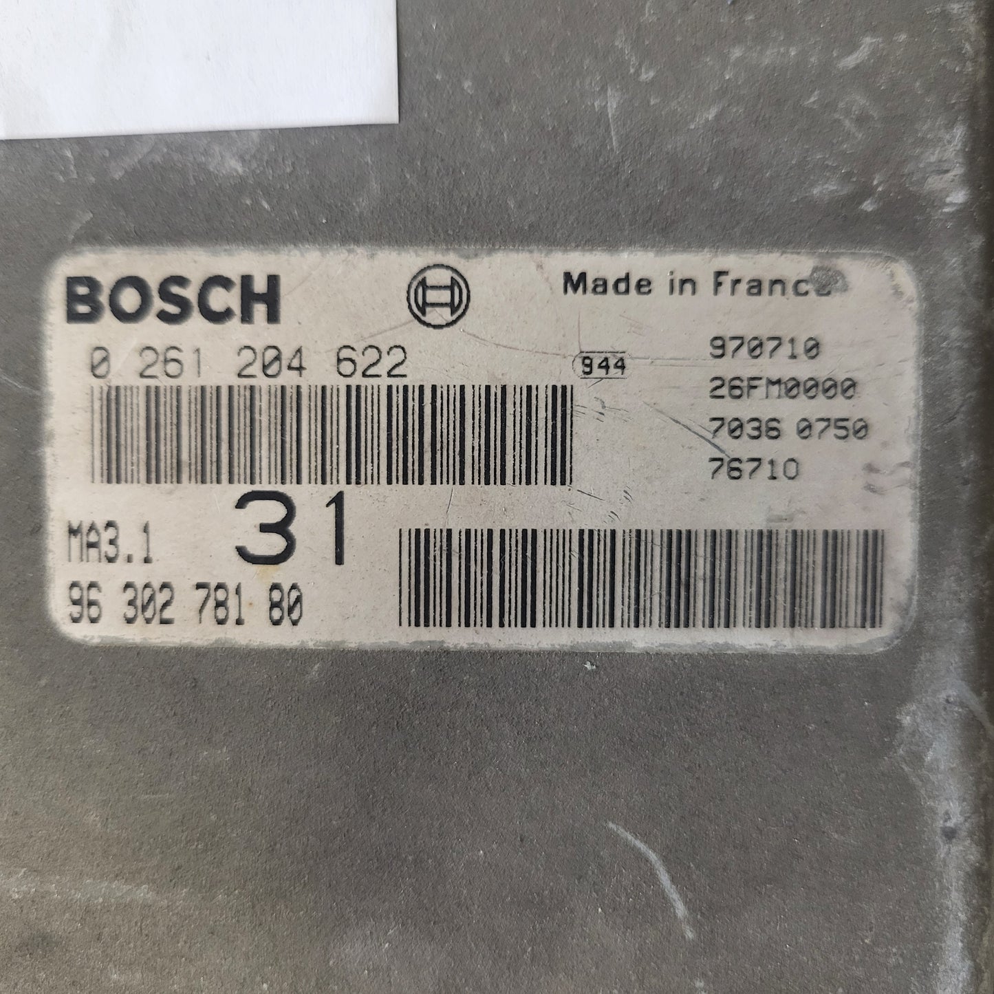 Peugeot 106 Citroen Saxo 1.1 ECU / 0261204622 / 9630278180 / MA3.1 / BOSCH