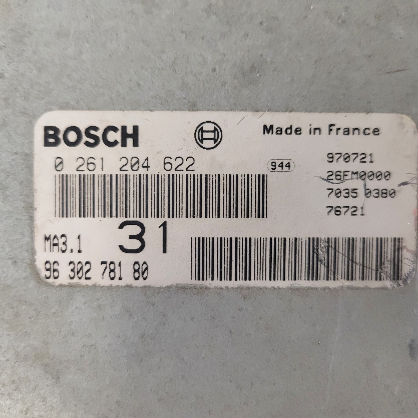 Peugeot 106 Citroen Saxo 1.1 ECU / 0261204622 / 9630278180 / MA3.1 / BOSCH