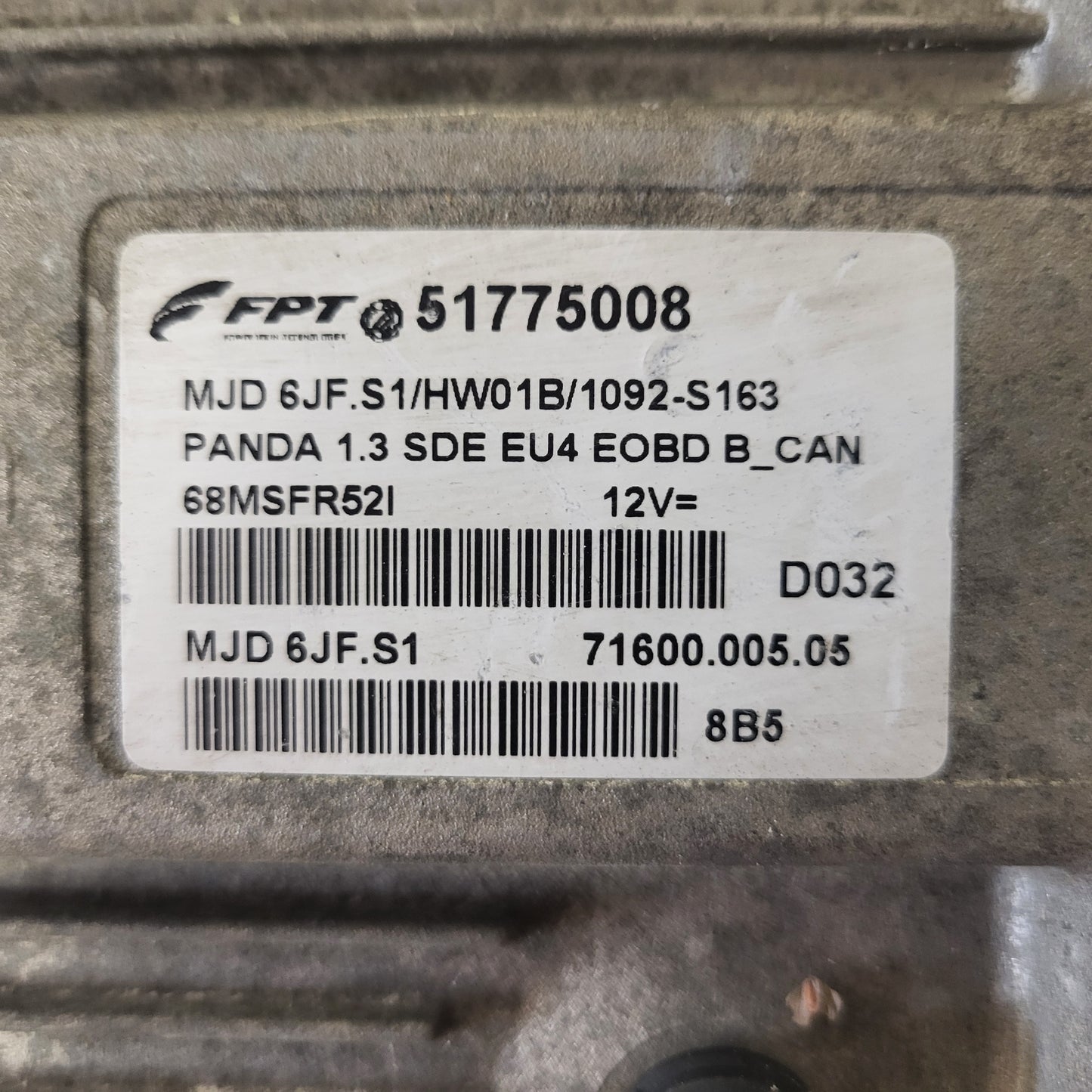 FIAT PANDA ECU / 51775008 / MJD 6JF.S1 / HW01B / 71600.005.05 / MAGNETI MARELLI
