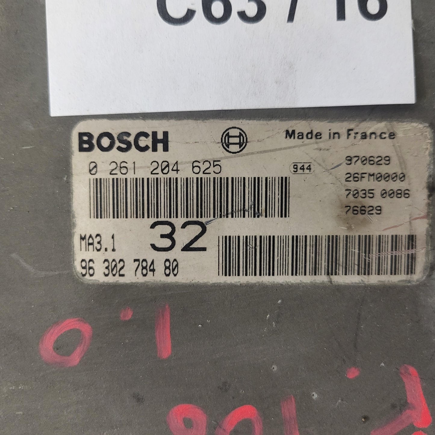 PEUGEOT CITROEN 106 SAXO ECU / 0261204625 / 9630278480 / MA3.1 / BOSCH
