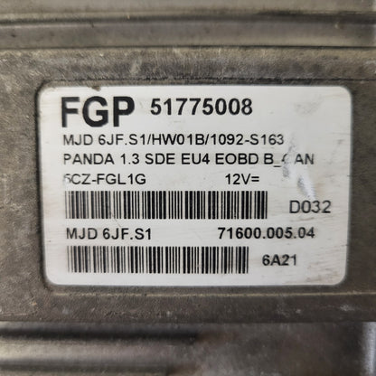 FIAT PANDA ECU / 51775008 / MJD 6JF.S1 / HW01B / 71600.005.05 / MAGNETI MARELLI