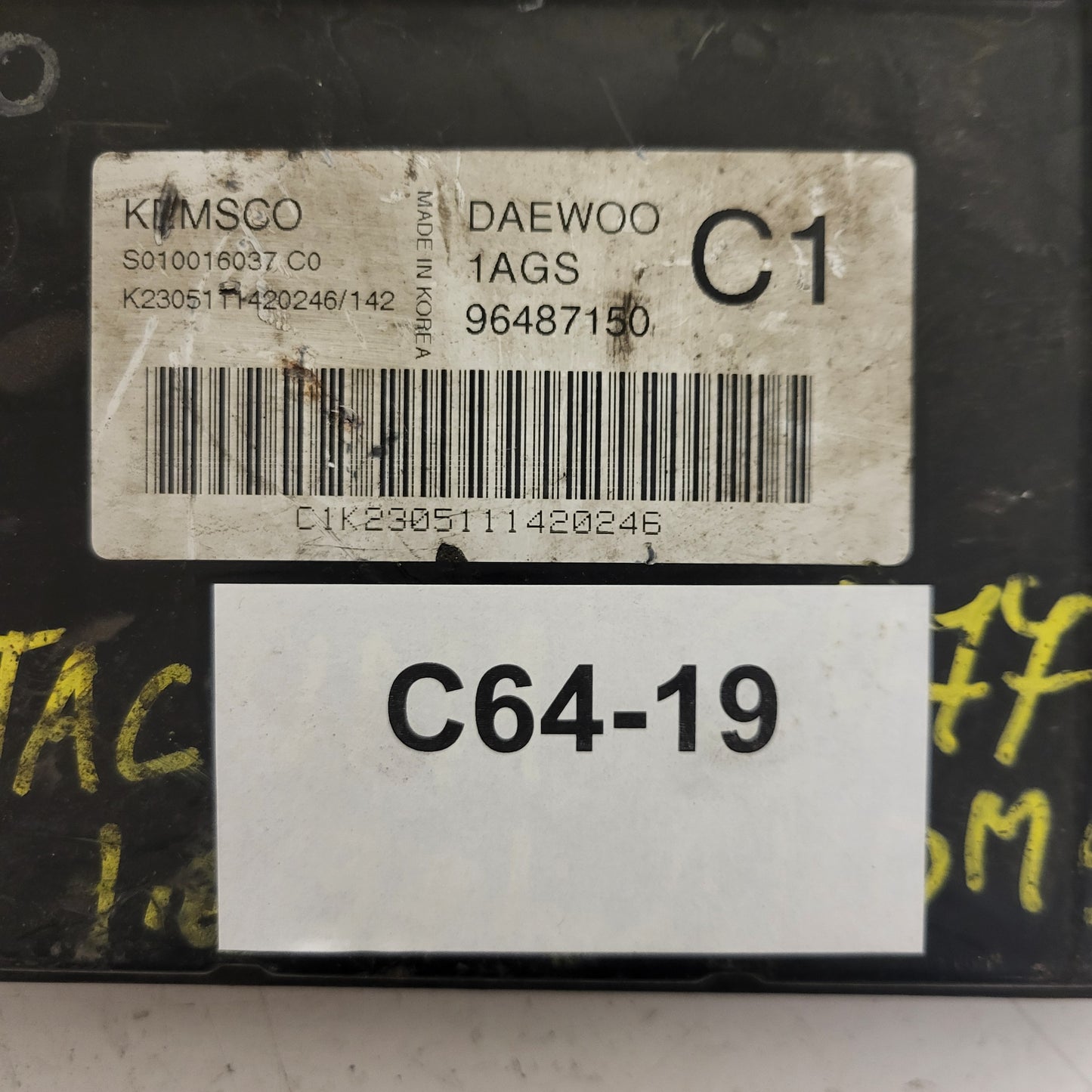DAEWOO ECU / 96487150 / 1AGS / S010016037 / C1 / KEMSCO