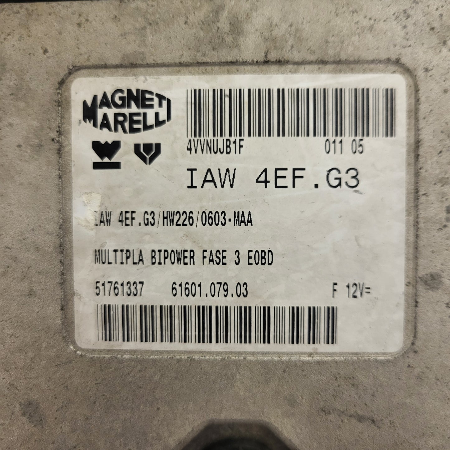 FIAT MULTPLA BIPOWER ECU / IAW 4EF.G3 / 51761337 / HW226 / 61601.079.03