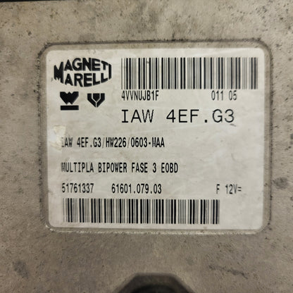 FIAT MULTPLA BIPOWER ECU / IAW 4EF.G3 / 51761337 / HW226 / 61601.079.03