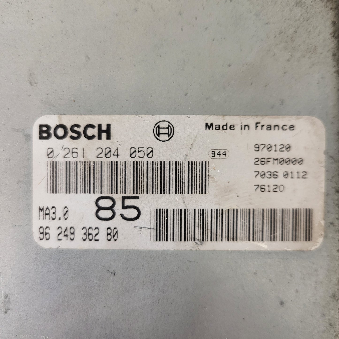 PEUGEOT 106 CITROEN AX 1.0 ECU / 0261204050 / 9624936280 / MA3.0 / BOSCH