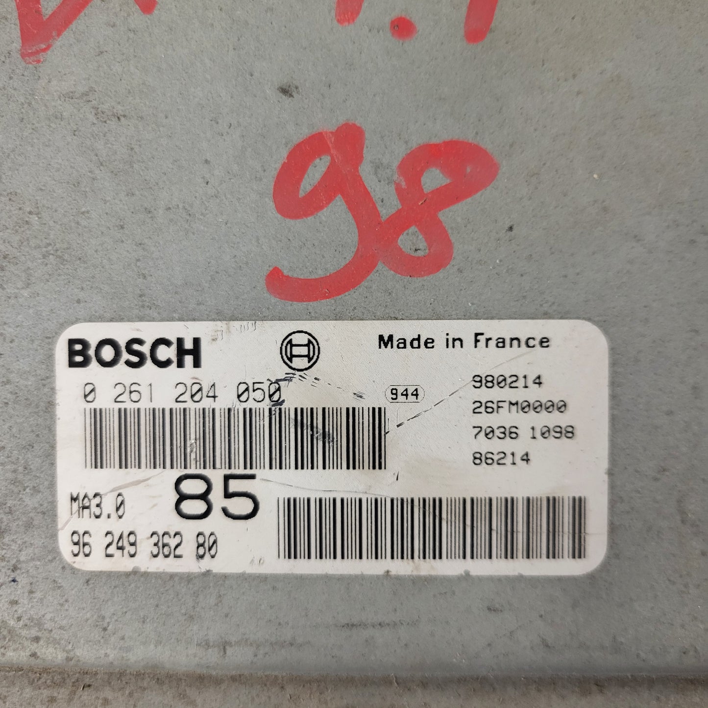 PEUGEOT 106 CITROEN AX 1.0 ECU / 0261204050 / 9624936280 / MA3.0 / BOSCH