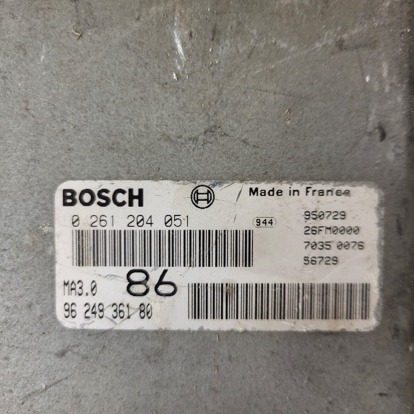 PEUGEOT 106 CITROEN AX 1.0 ECU / 0261204051 / 9624936180 / MA3.0 / BOSCH