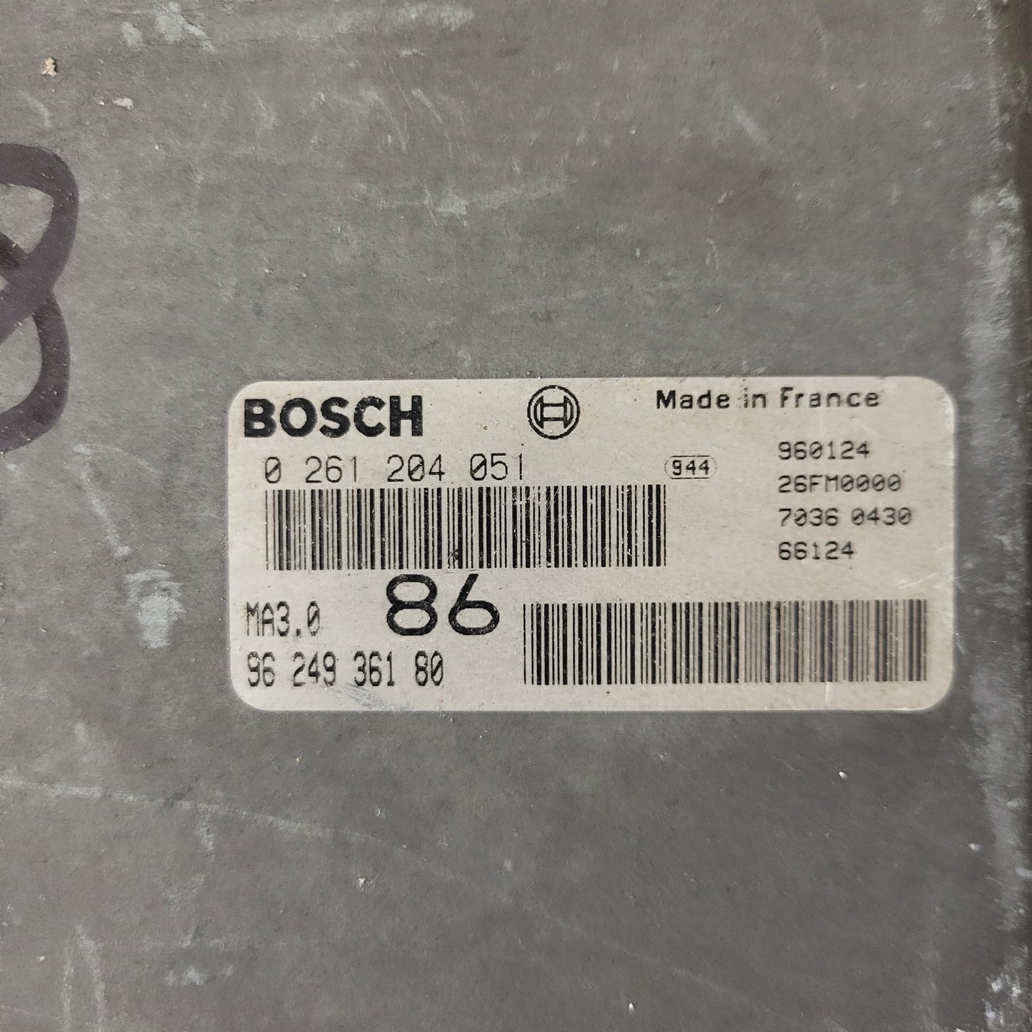 PEUGEOT 106 CITROEN AX 1.0 ECU / 0261204051 / 9624936180 / MA3.0 / BOSCH