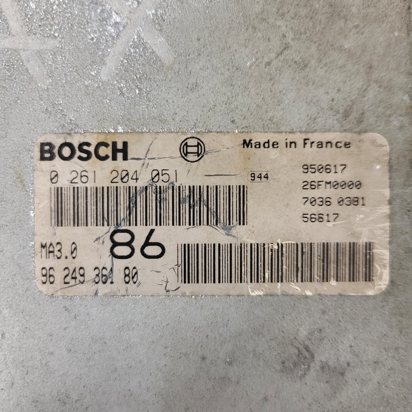 PEUGEOT 106 CITROEN AX 1.0 ECU / 0261204051 / 9624936180 / MA3.0 / BOSCH