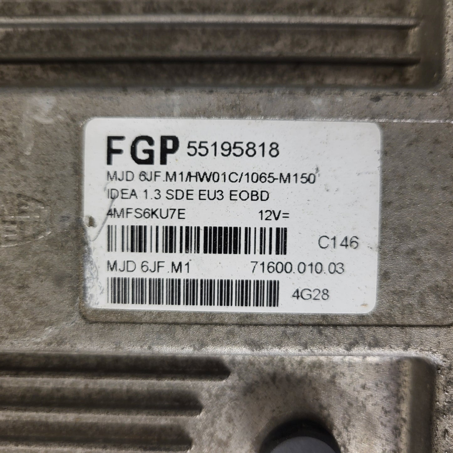 Fiat Idea Musa 1.3 ECU / 55195818 / MJD 6JF.M1 / HW01C / MAGNETI MARELLI