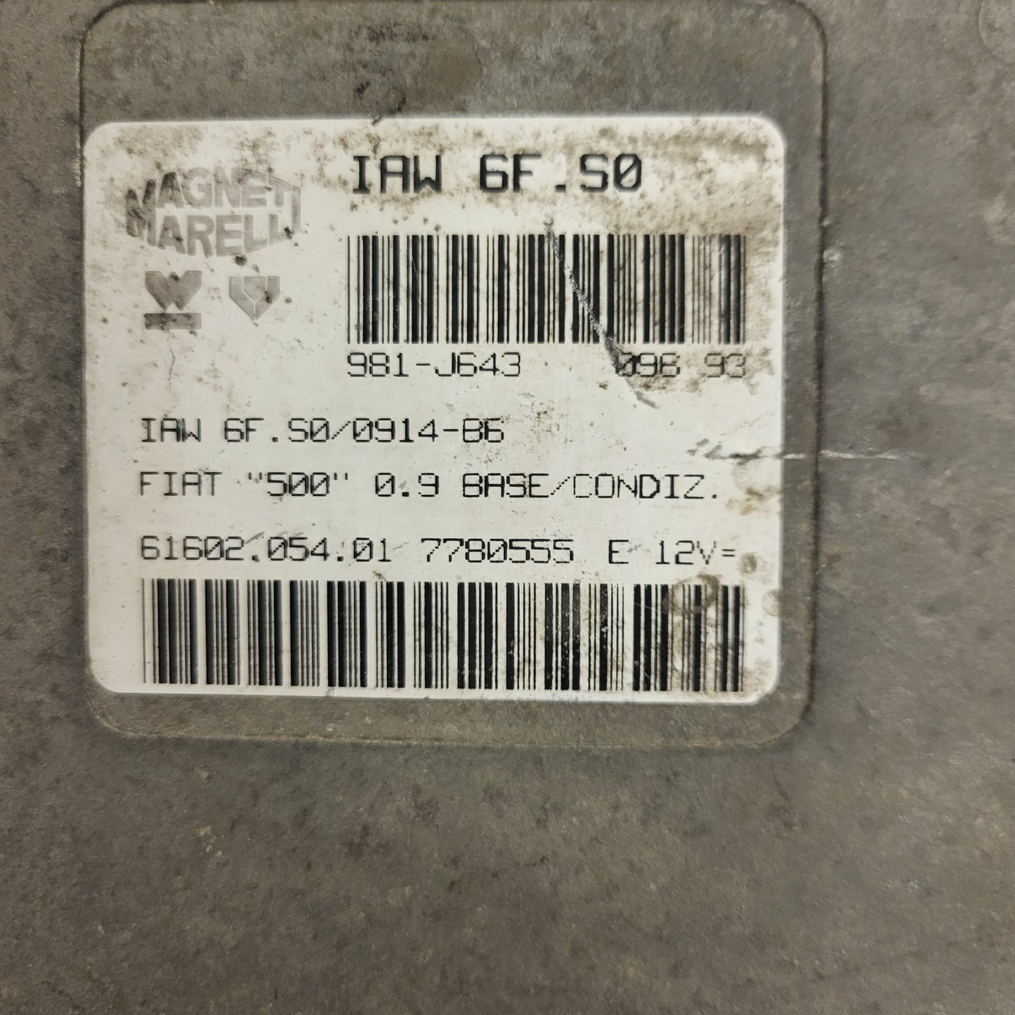 FIAT 500 ECU / IAW 6F.S0 / 7780555 / 61602.054.01 / MAGNETI MARELLI