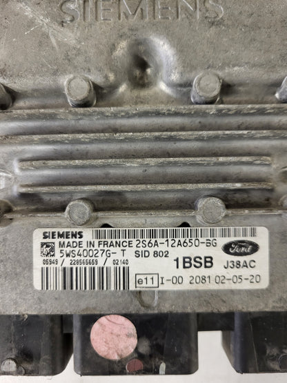 FORD FIESTA ECU / 2S6A-12A650-BG / 5WS40027G-T / 1BSB / SID802 / SIEMENS