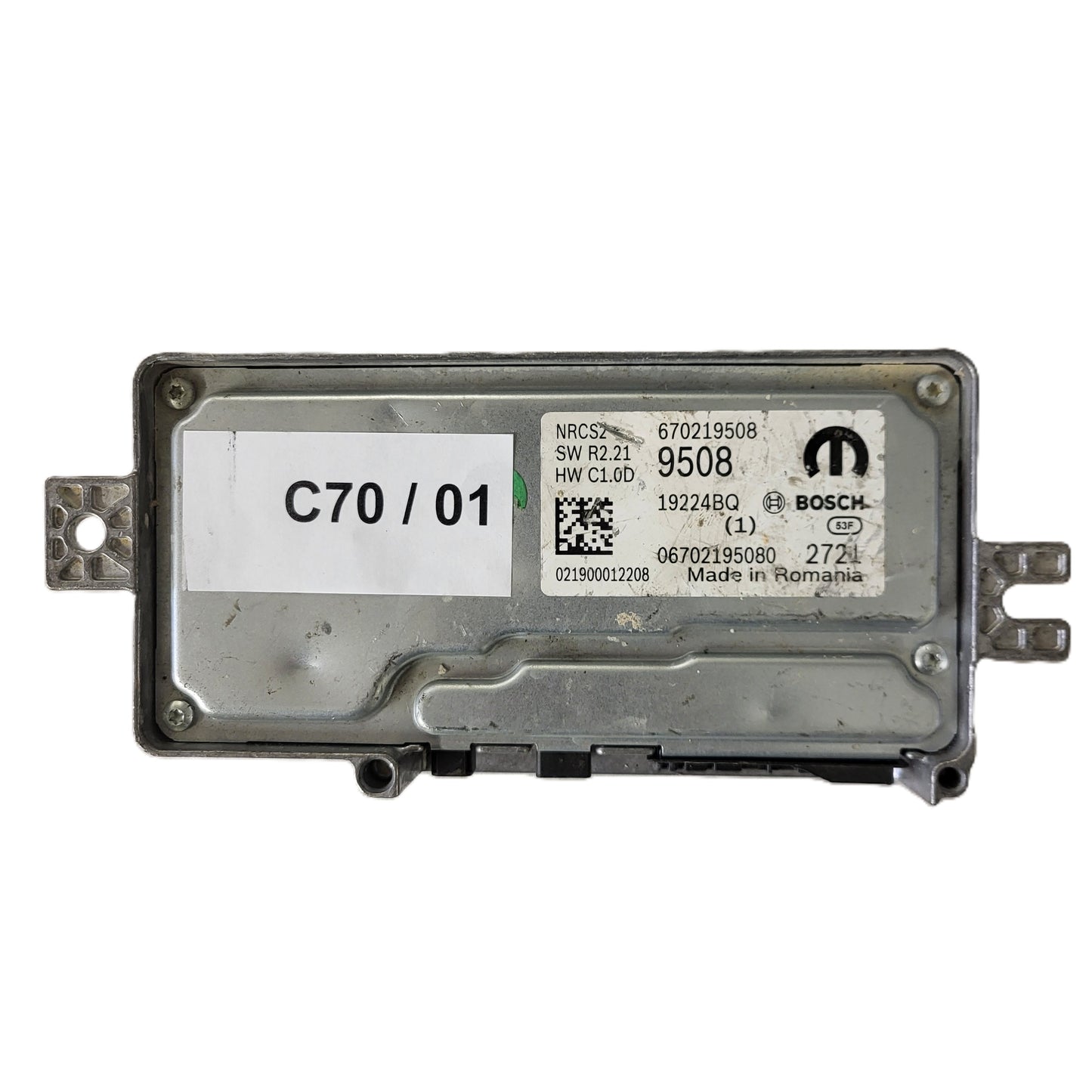 FIAT ALFA MODULE ECU / NRCS2 / 670219508 / 19224BQ / SW R2.21 / HW C1.0D / BOSCH MOPAR