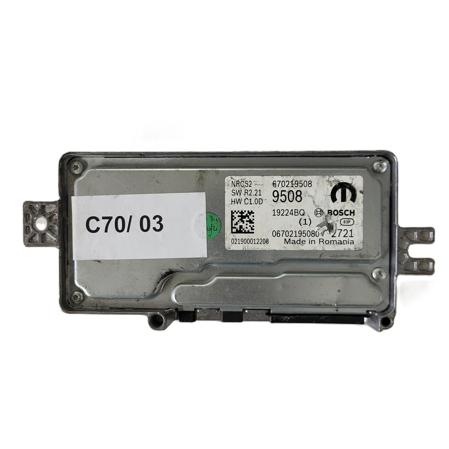 FIAT ALFA MODULE ECU / NRCS2 / 670219508 / 19224BQ / SW R2.21 / HW C1.0D / BOSCH MOPAR