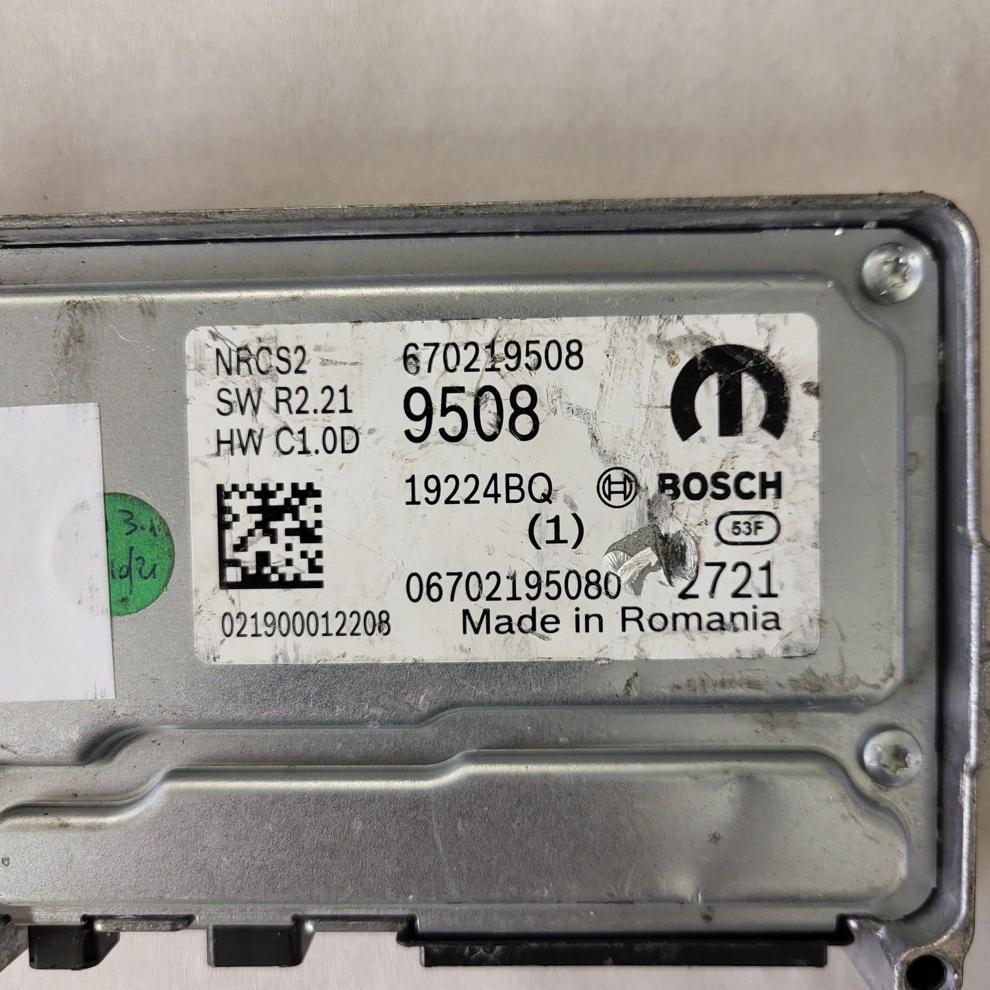 FIAT ALFA MODULE ECU / NRCS2 / 670219508 / 19224BQ / SW R2.21 / HW C1.0D / BOSCH MOPAR
