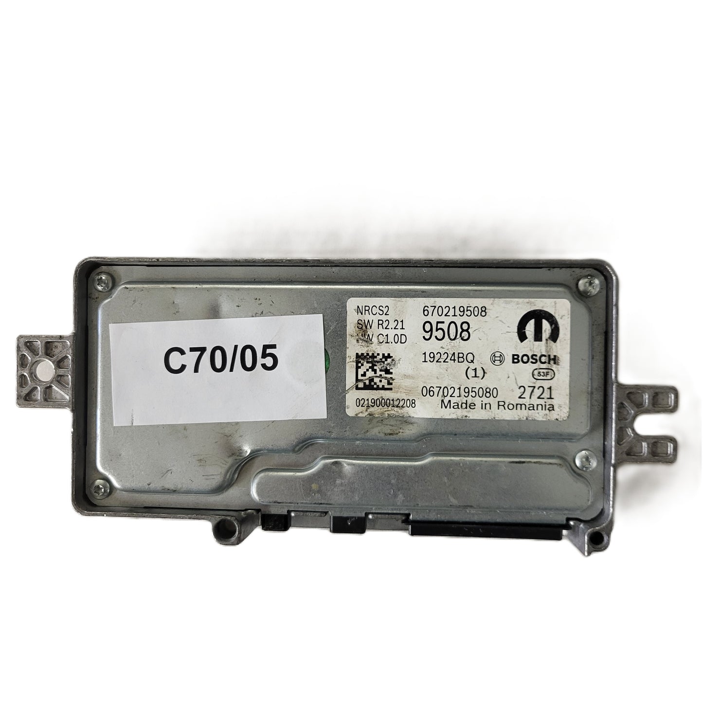 FIAT ALFA MODULE ECU / NRCS2 / 670219508 / 19224BQ / SW R2.21 / HW C1.0D / BOSCH MOPAR
