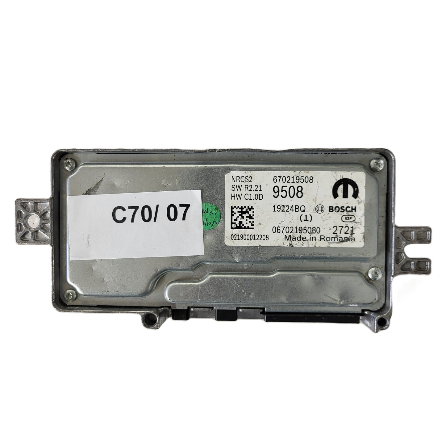 FIAT ALFA MODULE ECU / NRCS2 / 670219508 / 19224BQ / SW R2.21 / HW C1.0D / BOSCH MOPAR