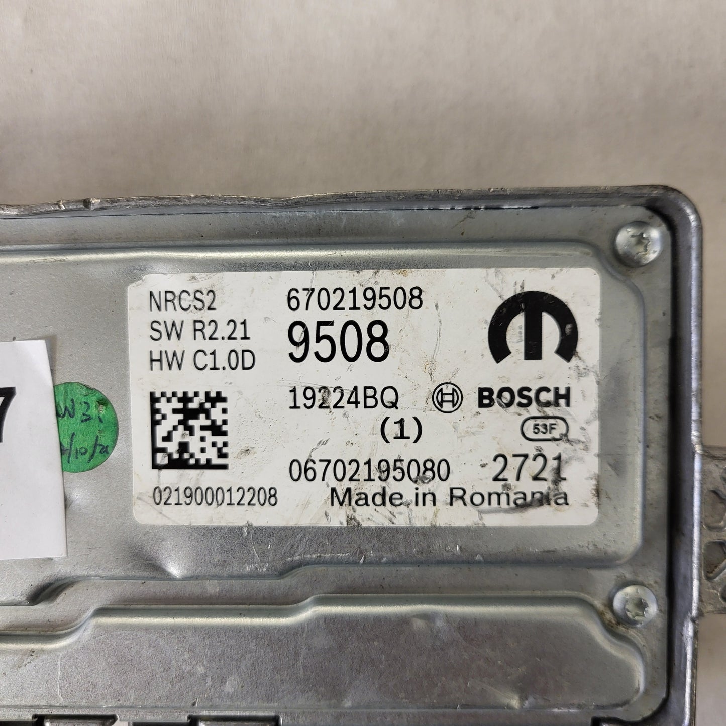 FIAT ALFA MODULE ECU / NRCS2 / 670219508 / 19224BQ / SW R2.21 / HW C1.0D / BOSCH MOPAR