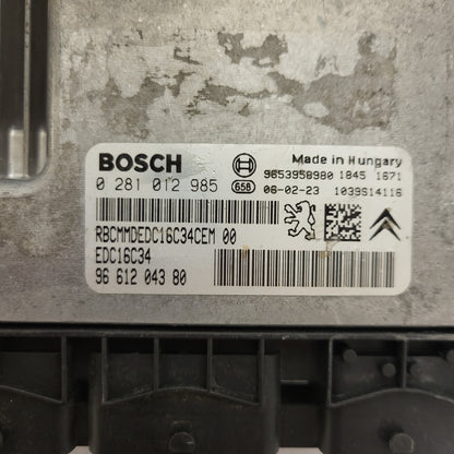 PEUGEOT CITROEN ECU / 0281012985 / 9661204380 / EDC16C34 / 9653958980 / BOSCH