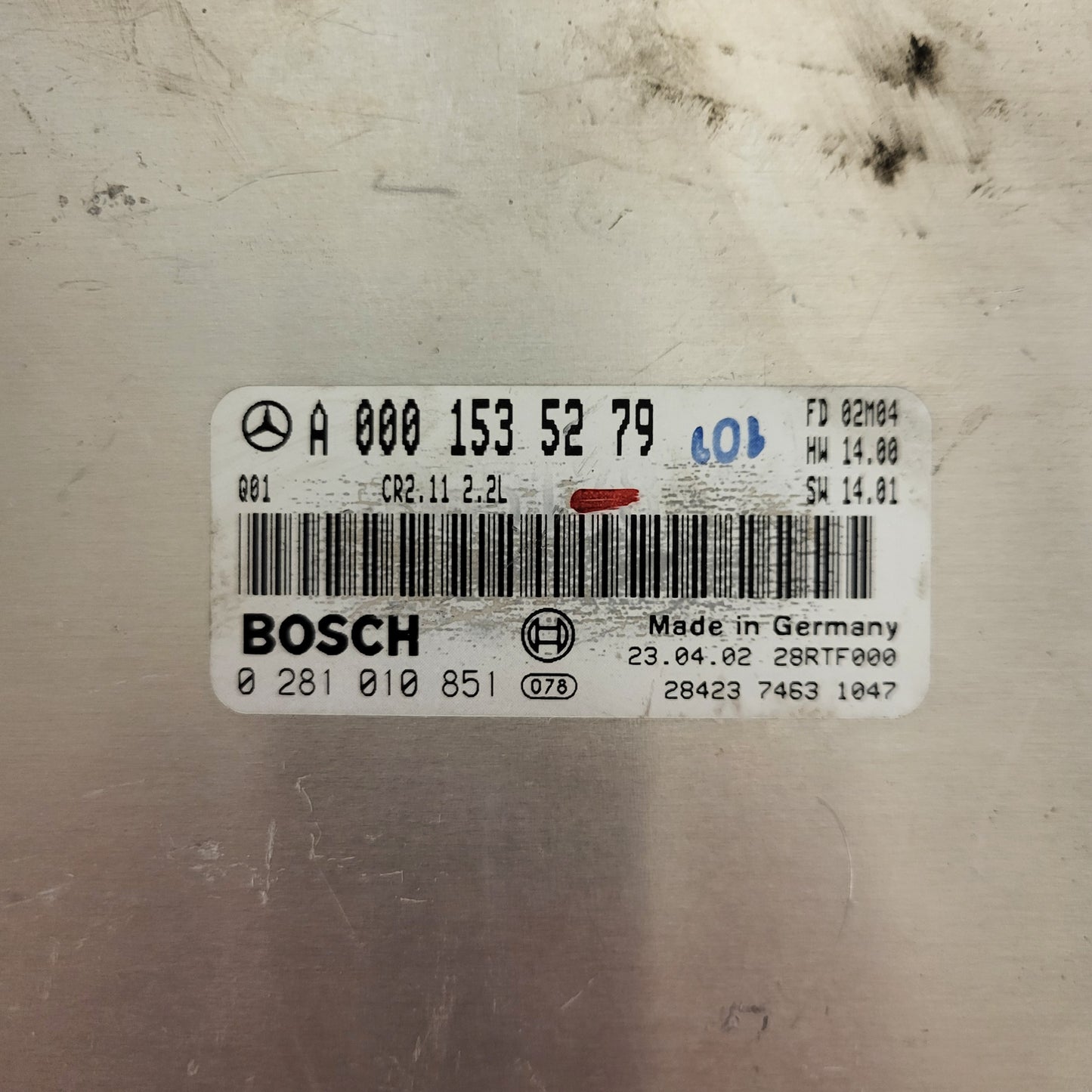 MERCEDES C W203 ECU / A0001535279 / 0281010851 / CR2.11 2.2L / BOSCH